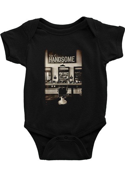 Berber Kuaför Siyah Unisex Bebek Body - Zıbın