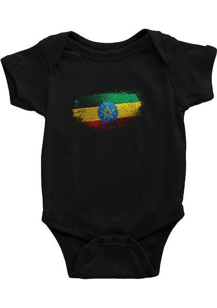 Etiyopya - Ethiopia Siyah Unisex Bebek Body - Zıbın