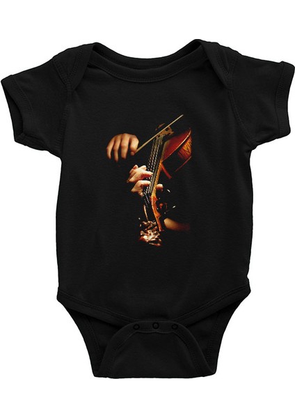 Kemancı Siyah Unisex Bebek Body - Zıbın