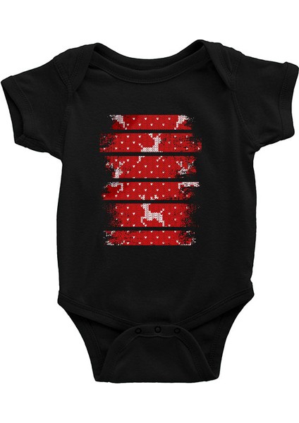 Geyik Siyah Unisex Bebek Body - Zıbın