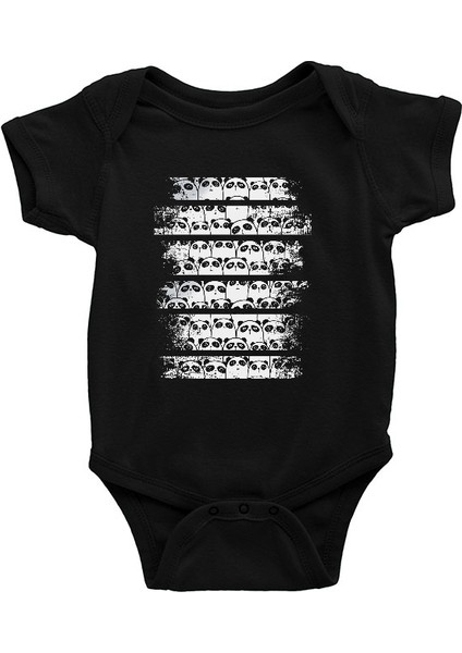 Pandalar Alemi Siyah Unisex Bebek Body - Zıbın