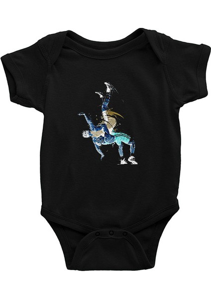 Güreş Siyah Unisex Bebek Body - Zıbın