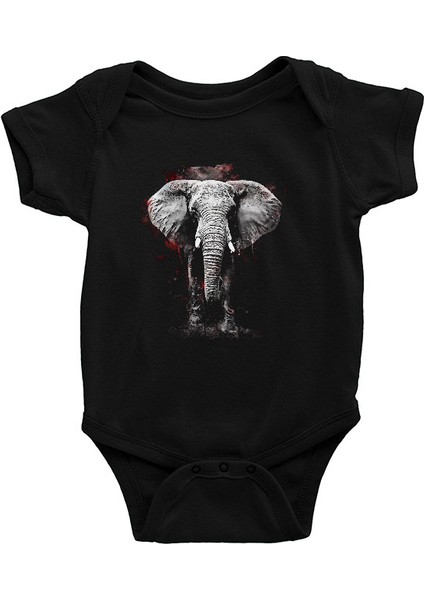Fil Siyah Unisex Bebek Body - Zıbın