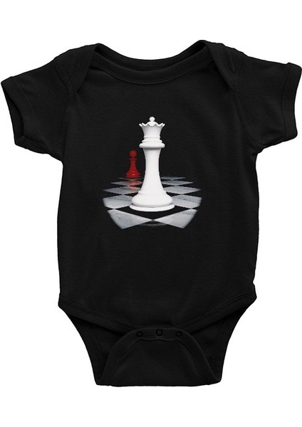 Satranç Siyah Unisex Bebek Body - Zıbın