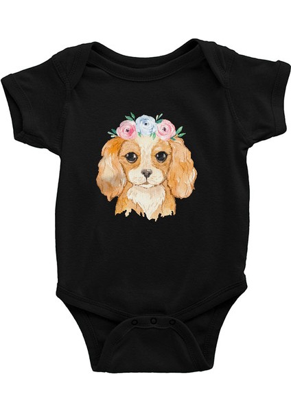 Kahverengi Poodle Kaniş Siyah Unisex Bebek Body - Zıbın