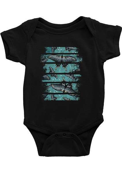 Iri Kelebek Siyah Unisex Bebek Body - Zıbın
