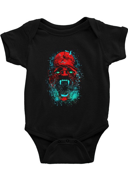 Kırmızı Panter Siyah Unisex Bebek Body - Zıbın