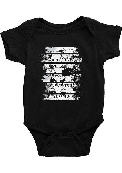 Kara Sevimli Koyun Siyah Unisex Bebek Body - Zıbın