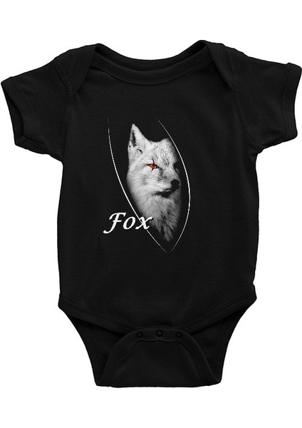 Tilki Fox Siyah Unisex Bebek Body - Zıbın