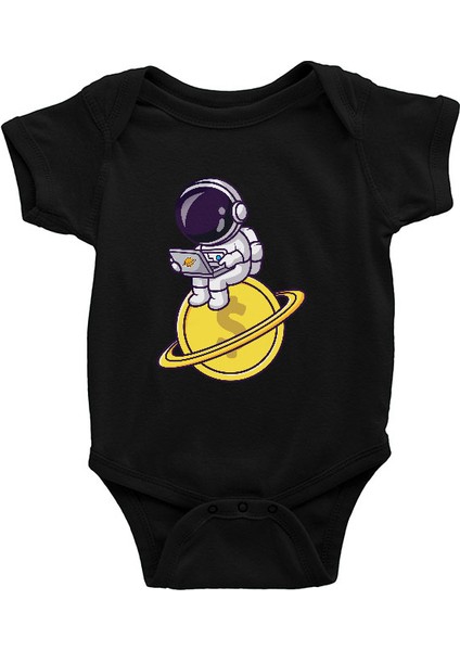 Kripto Astronot Siyah Unisex Bebek Body - Zıbın
