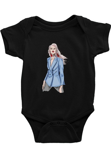 Mavi Ceket Tarzı Moda Siyah Unisex Bebek Body - Zıbın