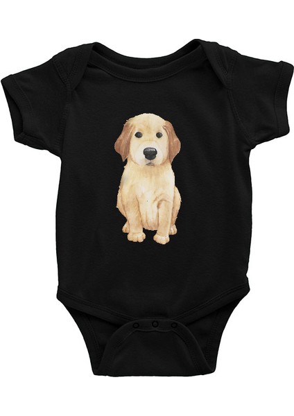 Şirin Golden Retriever Siyah Unisex Bebek Body - Zıbın