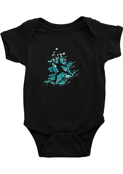 Buz Pateni Siyah Unisex Bebek Body - Zıbın