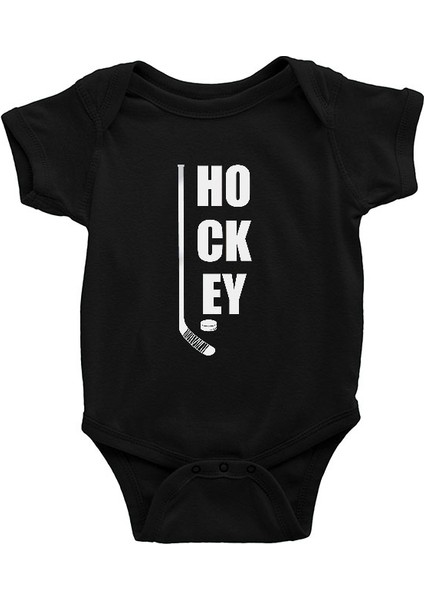 Hokey Siyah Unisex Bebek Body - Zıbın