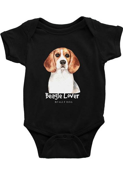Beagle Sever Siyah Unisex Bebek Body - Zıbın
