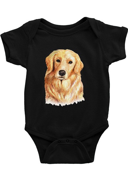 Golden Retriever Siyah Unisex Bebek Body - Zıbın