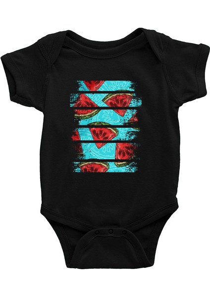 Karpuz Siyah Unisex Bebek Body - Zıbın