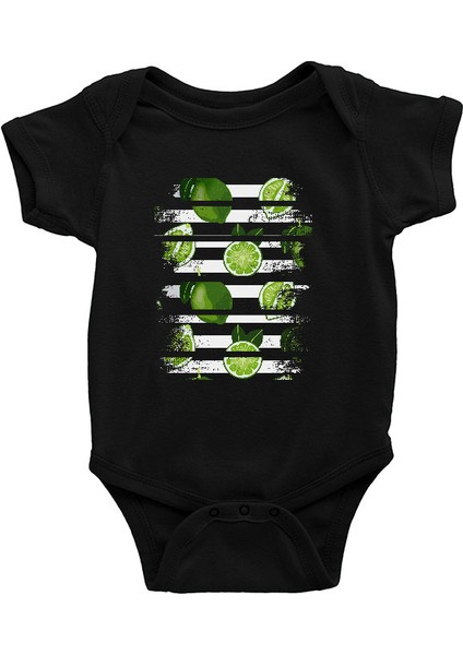 Yeşil Limon Siyah Unisex Bebek Body - Zıbın