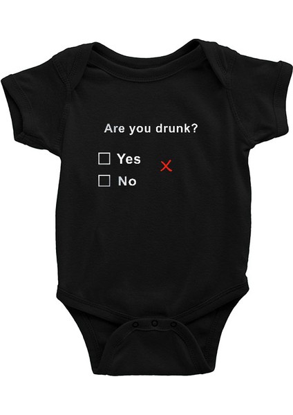 Esprili Sarhoş Siyah Unisex Bebek Body - Zıbın