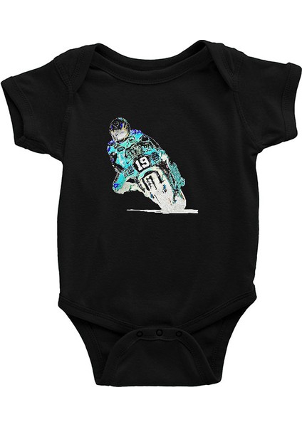 Motor Sporları Siyah Unisex Bebek Body - Zıbın