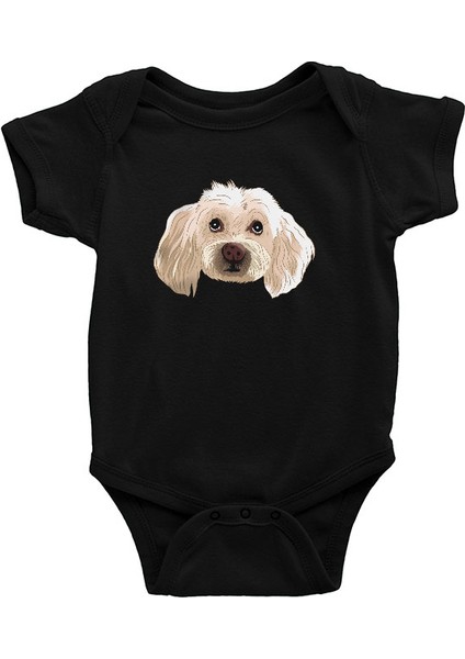 Sevimli Poodle Kaniş Siyah Unisex Bebek Body - Zıbın