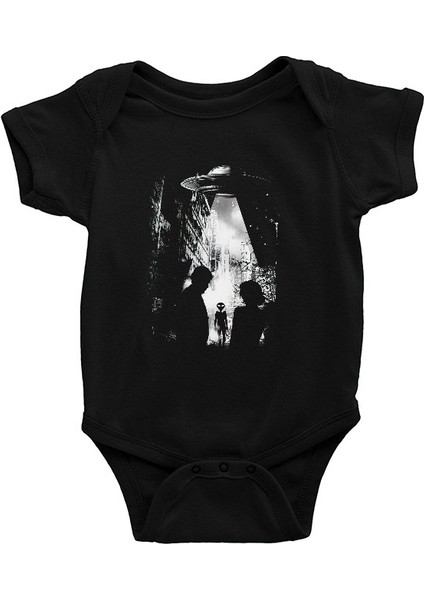 Ufo Siyah Unisex Bebek Body - Zıbın