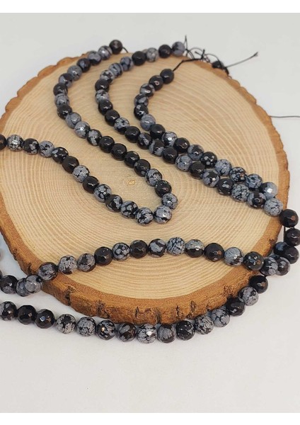 Kar Tanesi Obsidyen Taşı Faset Kesim Dizi 7.5mm (49252) modelleri