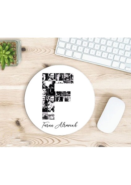 Kişiye Özel Atatürk Resimleri Ile Bezenmiş F Harfli Isimli Baskılı Mouse Pad