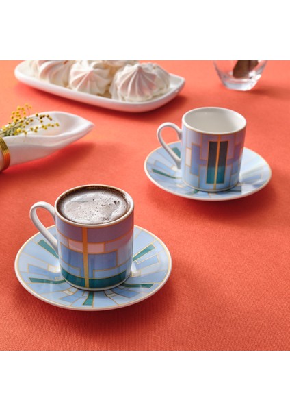 Kiva Mavi 2 Kişilik Kahve Fincan Takımı 80 ml