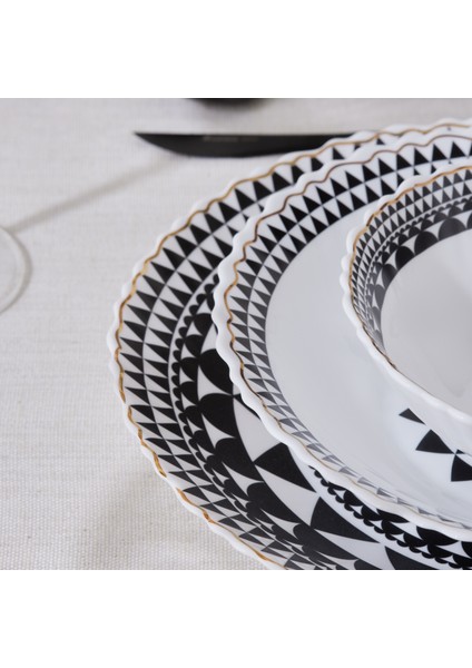 Black Gold 19 Parça 6 Kişilik Desenli Opal Cam Yemek Takımı Altın Renk fiyatları