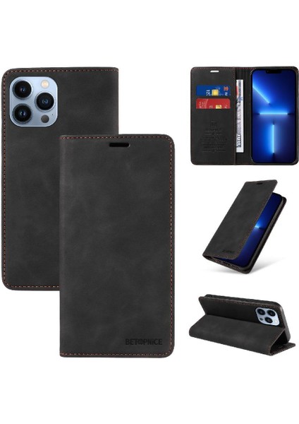 Iphone 13 Için Kılıf Pro Max Pu Deri Koruyucu Manyetik Folio Cüzdan (Yurt Dışından)