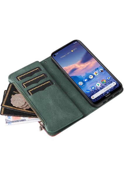 Nokia 3.4 Dokuz Kart Yuvaları Fermuar Cüzdan Tarzı ile Iki Renkli (Yurt Dışından)