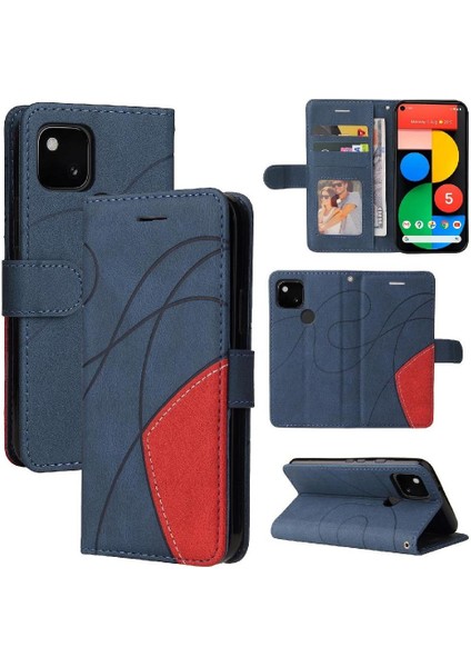 Kart Yuvası Standı ile Google Piksel 5 Için Kılıf Pu Deri Flip Folio Kılıf (Yurt Dışından)