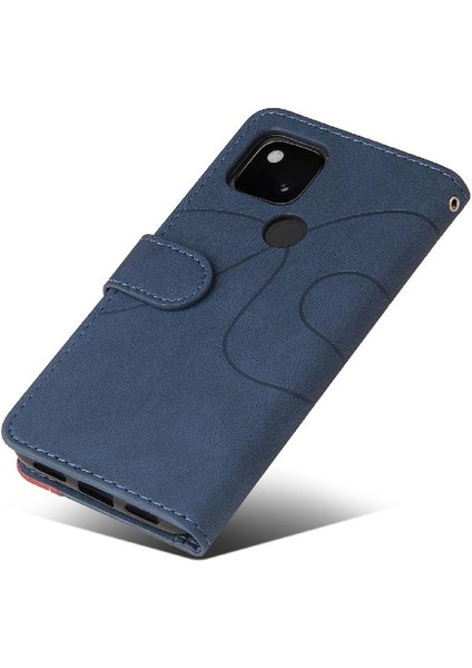 Kart Yuvası Standı ile Google Piksel 5 Için Kılıf Pu Deri Flip Folio Kılıf (Yurt Dışından)