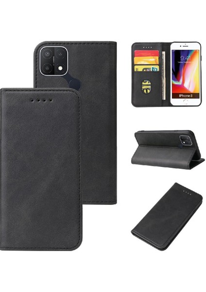 Oppo A15/A15S Deri Folio Flip Case Kart ile Ekleme Için Kılıf (Yurt Dışından)