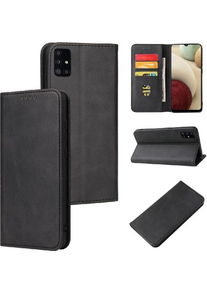 Kart Tutucu Kickstand Deri Folio ile Samsung Galaxy A51 4g Için Kılıf (Yurt Dışından)