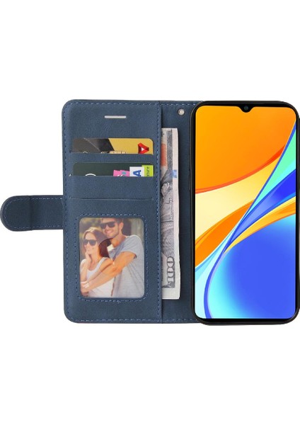 Kart Yuvası Standı Iki Renkli Dikiş Pu Flip ile Xiaomi Redmi 9c Için Kılıf (Yurt Dışından) modelleri