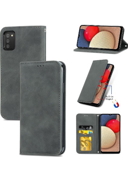 Samsung A02S Cüzdan Basit Iş Darbeye Deri Kılıf Flip (Yurt Dışından)