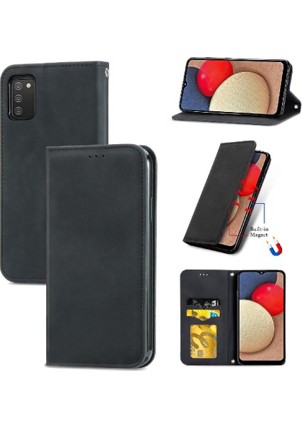 Samsung A02S Cüzdan Basit Iş Darbeye Deri Kılıf Flip (Yurt Dışından)
