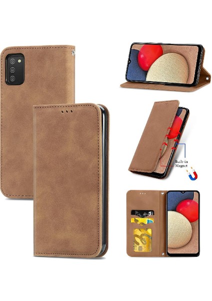 Samsung A02S Cüzdan Basit Iş Darbeye Deri Kılıf Flip (Yurt Dışından)
