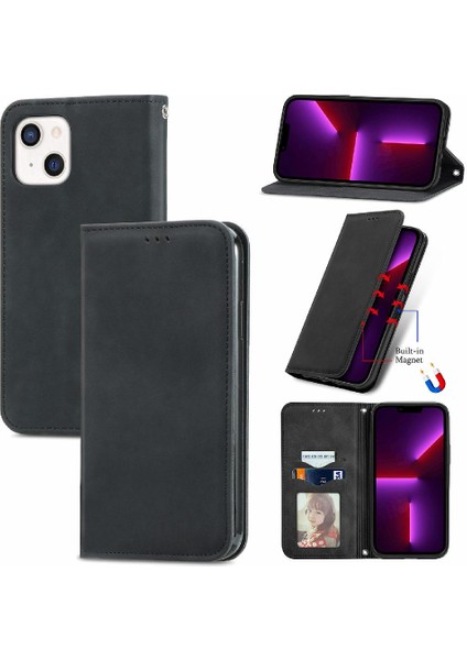 Iphone 13 Için Kılıf Mini Darbeye Deri Kılıf Cüzdan Basit Iş (Yurt Dışından)