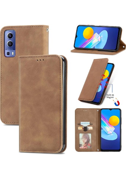 Vivo Y72 Için Kılıf Deri Çanta Fermuar Basit Iş Kordon Cüzdan (Yurt Dışından)