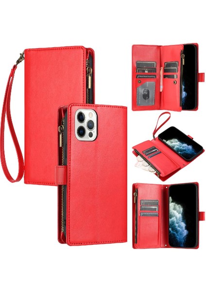 Iphone 12 Için Kılıf Pro Max Çanta Kapak Kart Yuvaları Pu Deri Folio Kapak (Yurt Dışından)