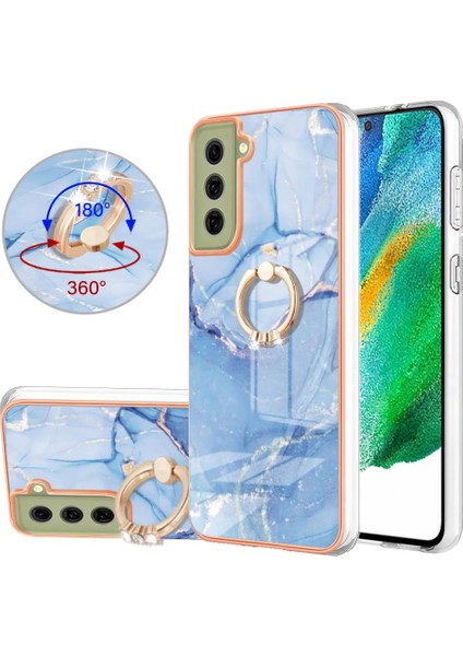 Samsung Galaxy S21 Fe 5g Için Kılıf 360 &deg; Dönebilir Halka Tampon Mermer Tpu (Yurt Dışından)