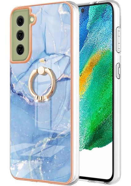 Samsung Galaxy S21 Fe 5g Için Kılıf 360 &deg; Dönebilir Halka Tampon Mermer Tpu (Yurt Dışından)