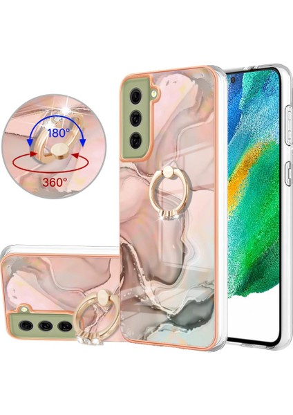 SZY Mall Samsung Galaxy S21 Fe 5g Için Kılıf 360 &deg; Dönebilir Halka Tampon Mermer Tpu (Yurt Dışından)