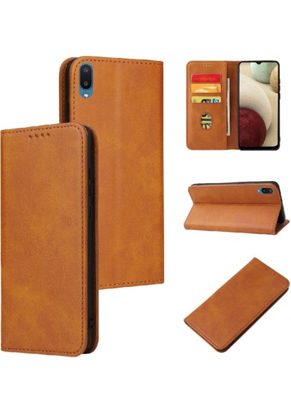 Samsung Galaxy A02/M02 Deri Folio Flip Case Tam Koruma (Yurt Dışından)