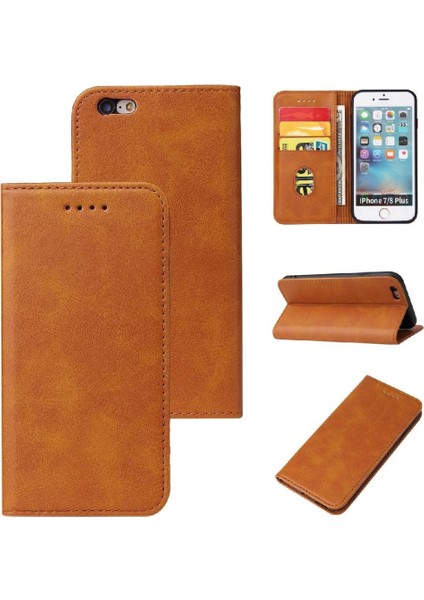 Iphone 6 Için Kılıf Artı/6s Artı Kart Ekleme Manyetik Karbon Fiber Folyo (Yurt Dışından)