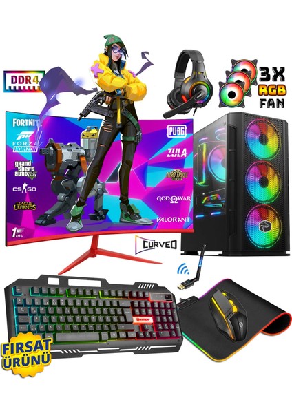 X90 Ryzen 5-5500 32GB 512GB M.2 Ssd+1tb HDD Rtx 3060 23.8" Oyuncu Masaüstü Bilgisayar