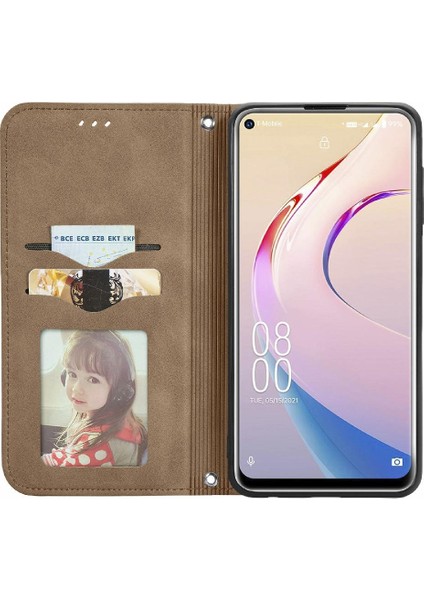 Oukitel C21 Pro Kordon Fermuar Deri Kılıf Cüzdan Için Kılıf Basit (Yurt Dışından)